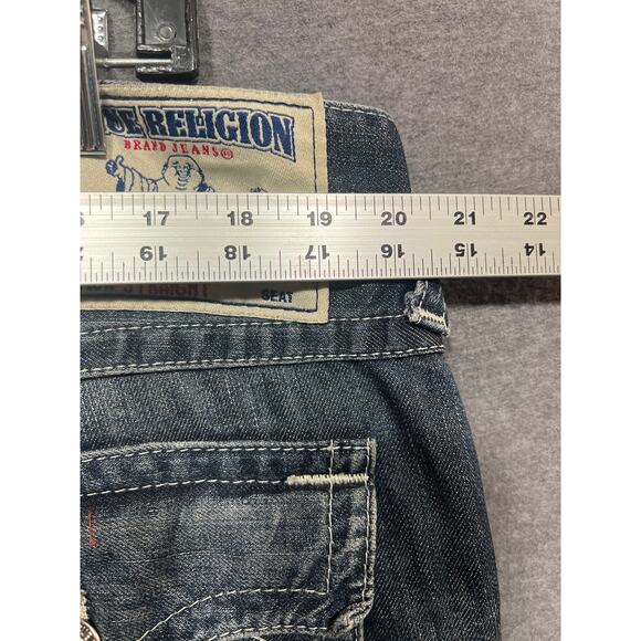 True Religion Mens Distress Straight With Flap Pockets Jeans Blue Size 38 - Picture 8 of 12